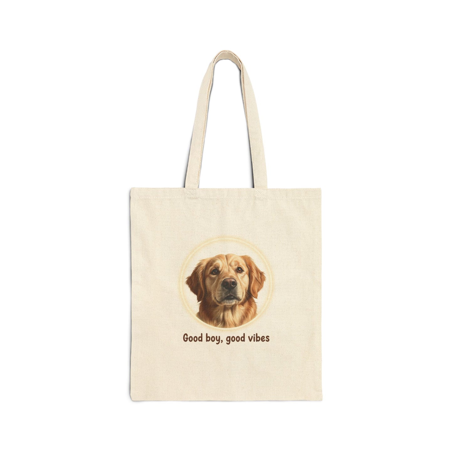 Tote Bag — "Good boy, good vibes" Golden Retriever Canvas Tote
